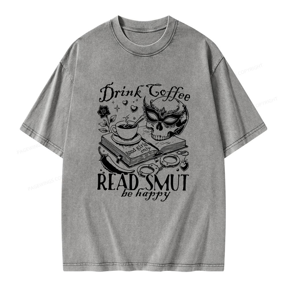 Pagewings Drink Coffee Read Smut Unisex Washed T-shirt