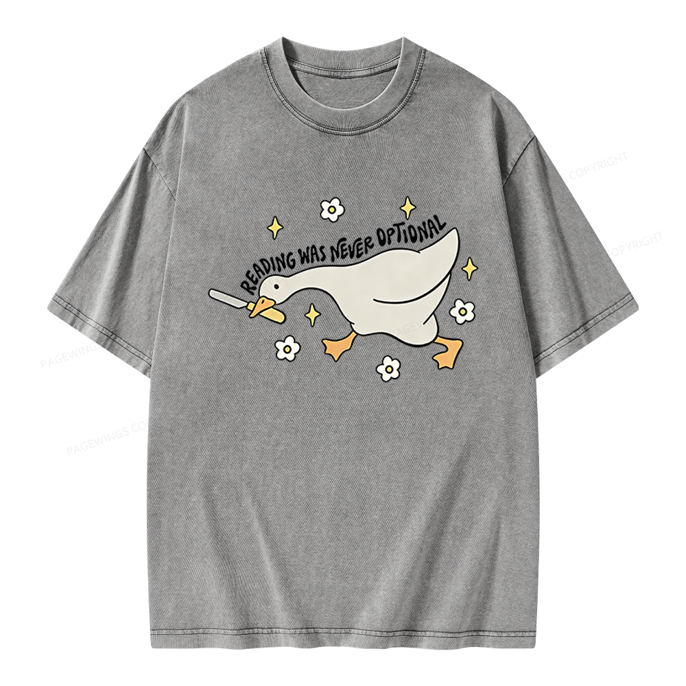 Pagewings Reading Was Never An Option Unisex Washed T-shirt