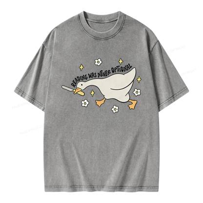 Pagewings Reading Was Never An Option Unisex Washed T-shirt