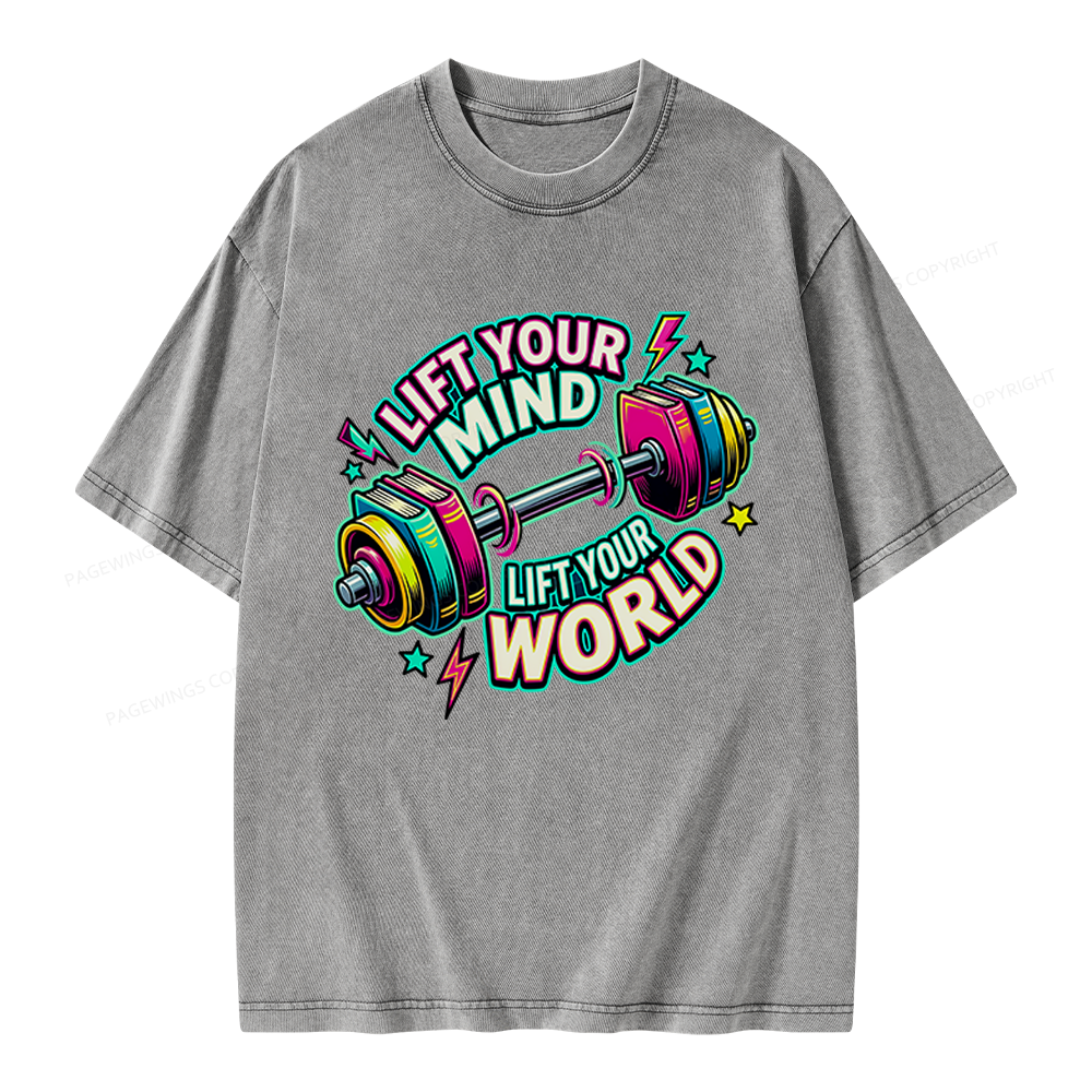 Pagewings Lift Your Mind Lift Your World Unisex Washed T-shirt