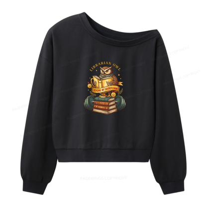 Pagewings Librarian Owl Women Off Shoulder Sweatshirt