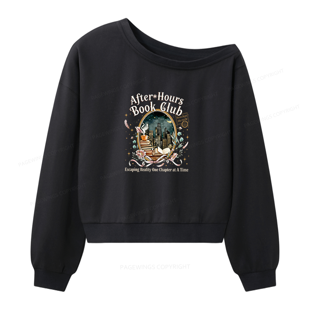 Pagewings After‑Hours Book Club Women Off Shoulder Sweatshirt