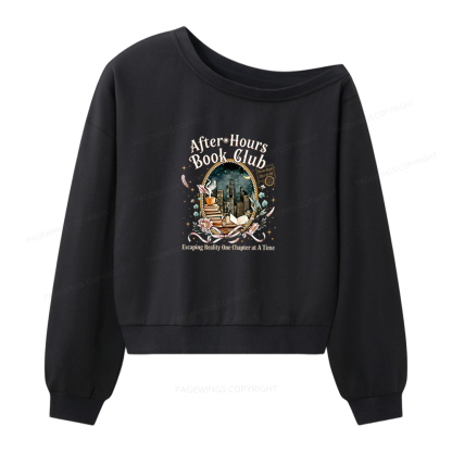 Pagewings After‑Hours Book Club Women Off Shoulder Sweatshirt
