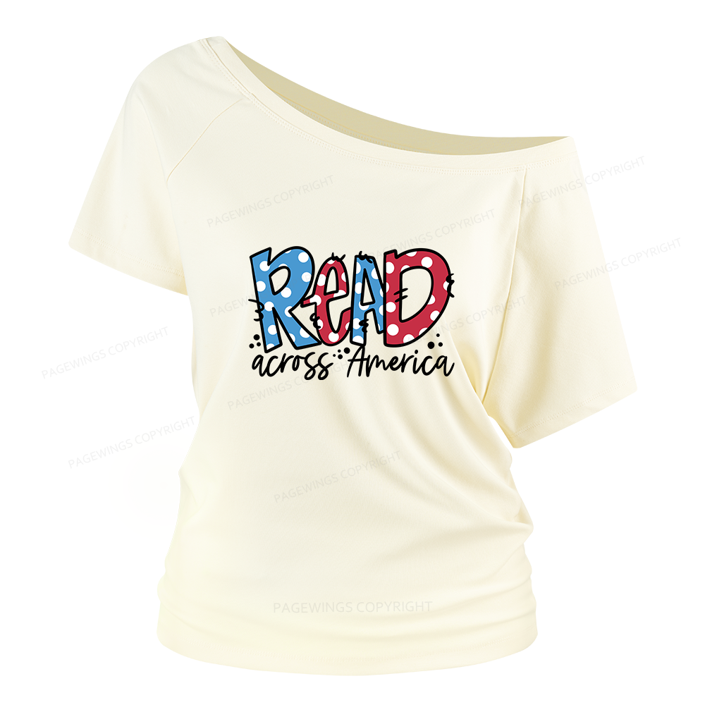 Pagewings Read Across America Women Off Shoulder T-shirts