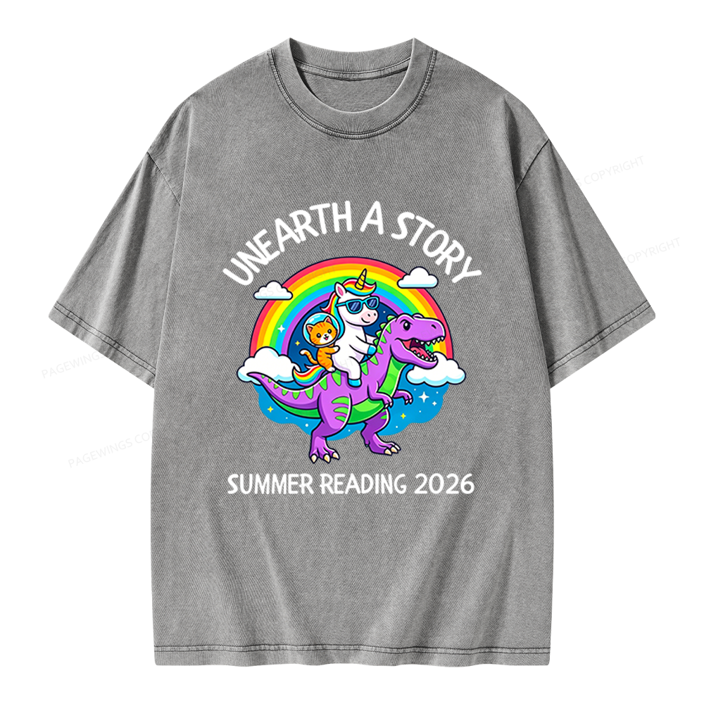 Pagewings Summer Reading Unisex Washed T-shirt
