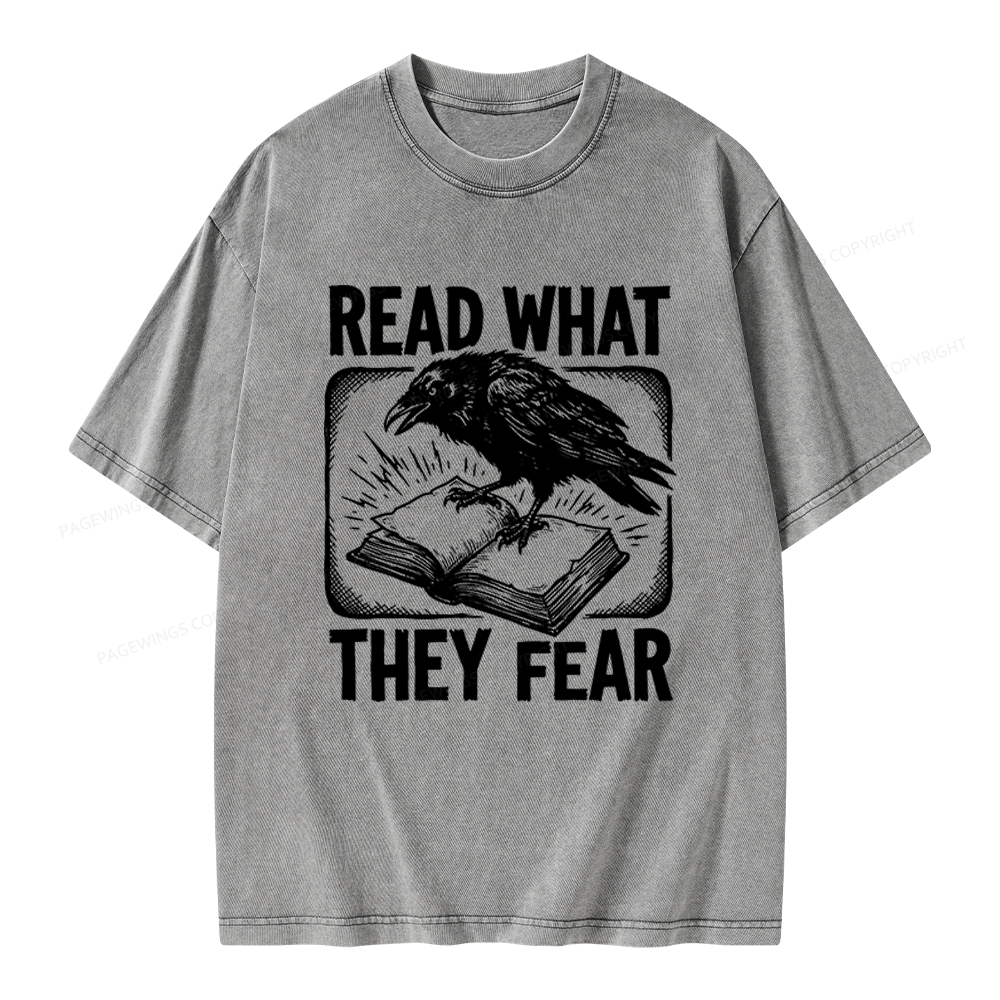 Pagewings Read What They Fear Unisex Washed T-shirt