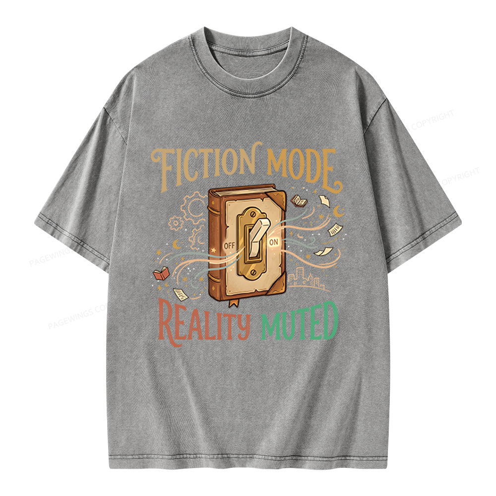 Pagewings Fiction Mode On Unisex Washed T-shirt