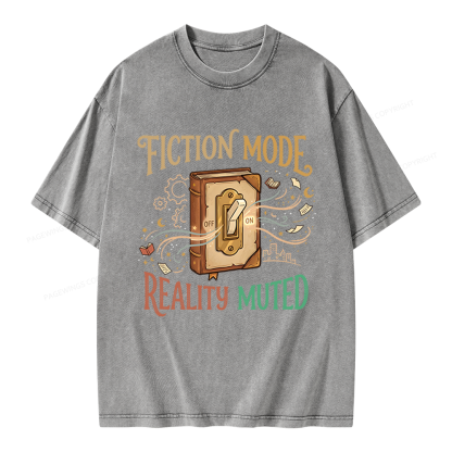 Pagewings Fiction Mode On Unisex Washed T-shirt