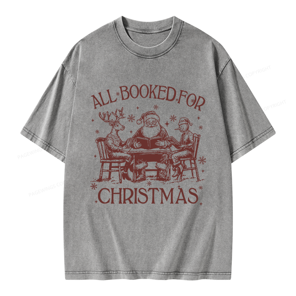 Pagewings Retro All Booked For Christmas Unisex Washed T-shirt