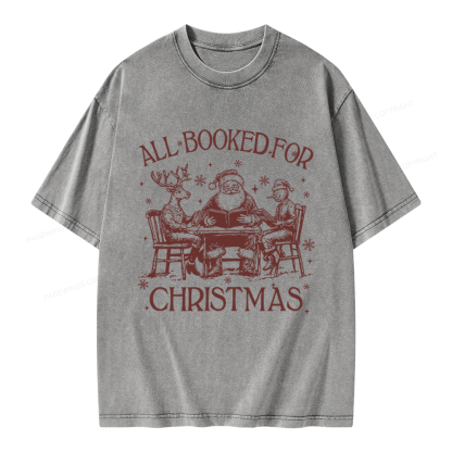 Pagewings Retro All Booked For Christmas Unisex Washed T-shirt
