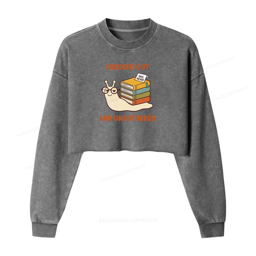 Pagewings Checked Out And Unbothered Washed Crop Sweatshirt
