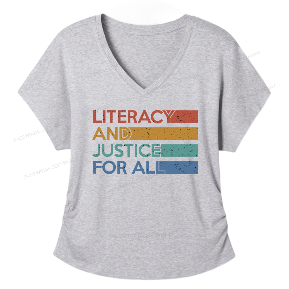 Pagewings Literacy and Justice For All Soft Women's Modal V-neck T-shirt