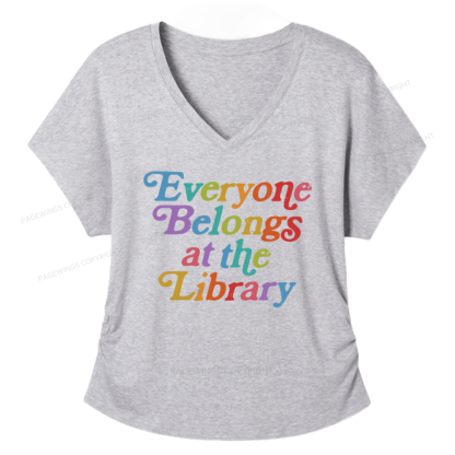 Pagewings Everyone Belongs At The Library Soft Women's Modal V-neck T-shirt