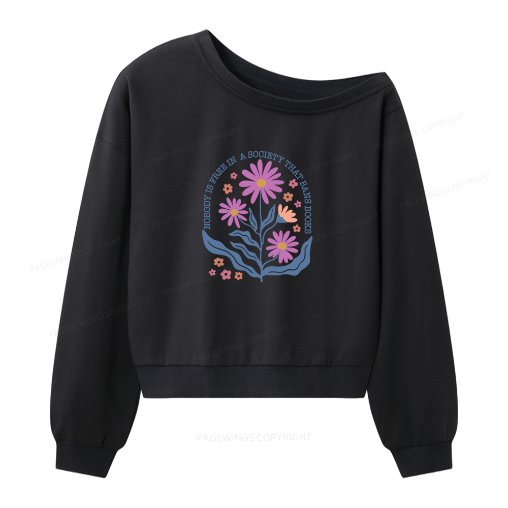 Pagewings Read Banned Books Women Off Shoulder Sweatshirt