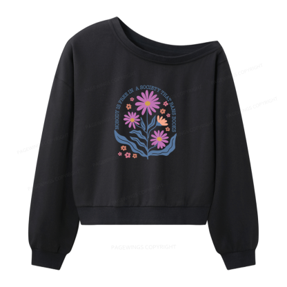 Pagewings Read Banned Books Women Off Shoulder Sweatshirt