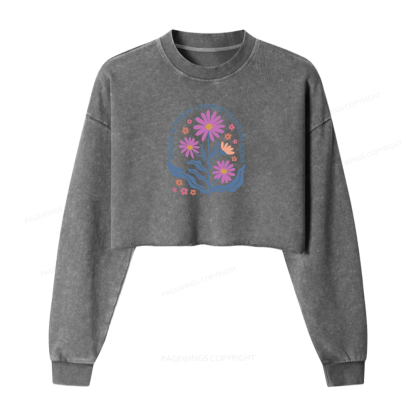 Pagewings Read Banned Books Washed Crop Sweatshirt