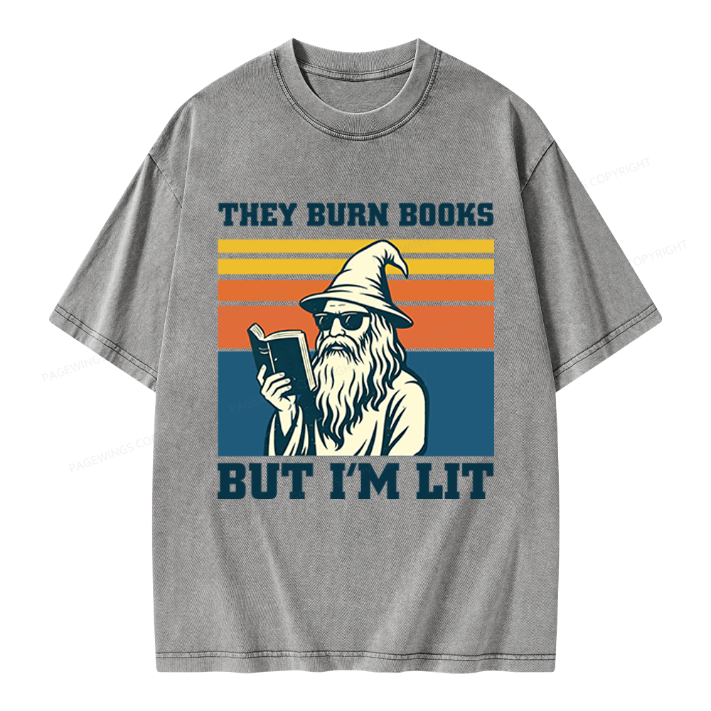 Pagewings They Burn Books Unisex Washed T-shirt