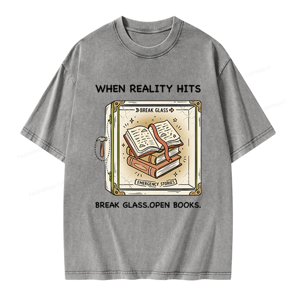 Pagewings Open Books Unisex Washed T-shirt