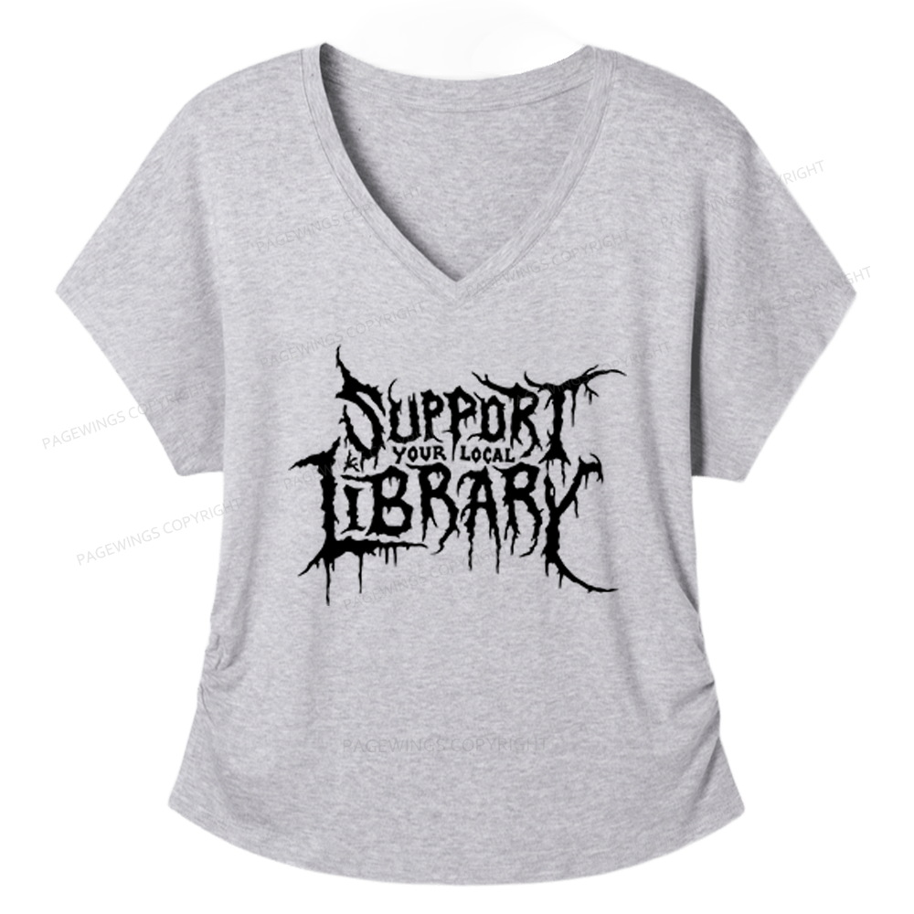 Pagewings Support Your Local Library Soft Women's Modal V-neck T-shirt