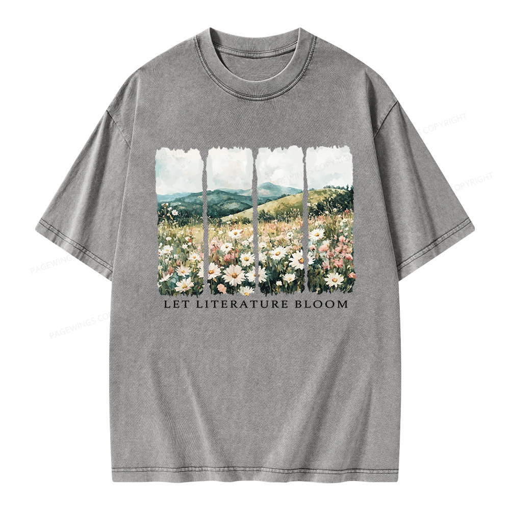 Pagewings Let Literature Bloom Unisex Washed T-shirt