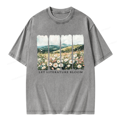 Pagewings Let Literature Bloom Unisex Washed T-shirt