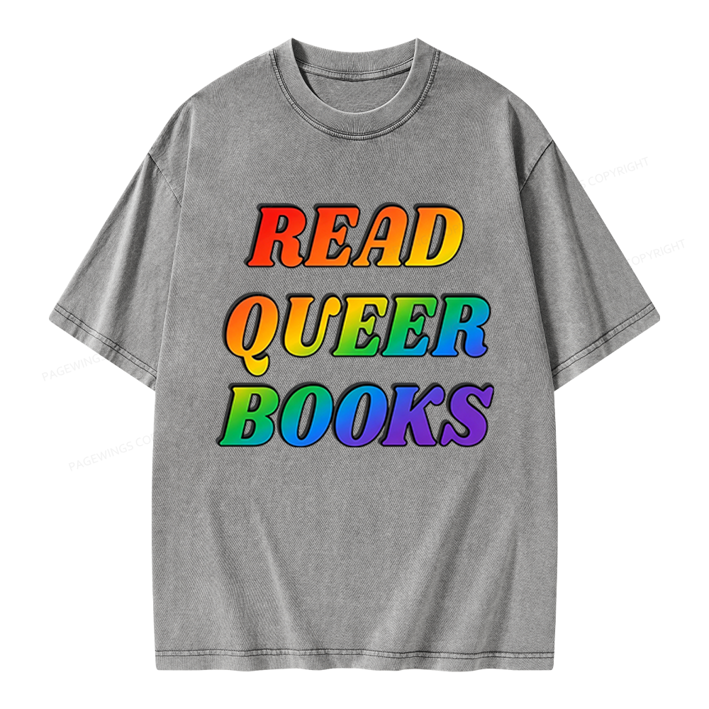Pagewings Queer Books Unisex Washed T-shirt