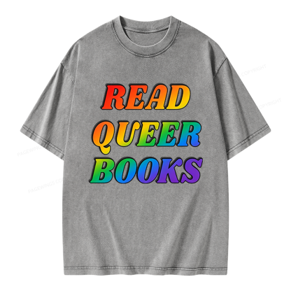 Pagewings Queer Books Unisex Washed T-shirt