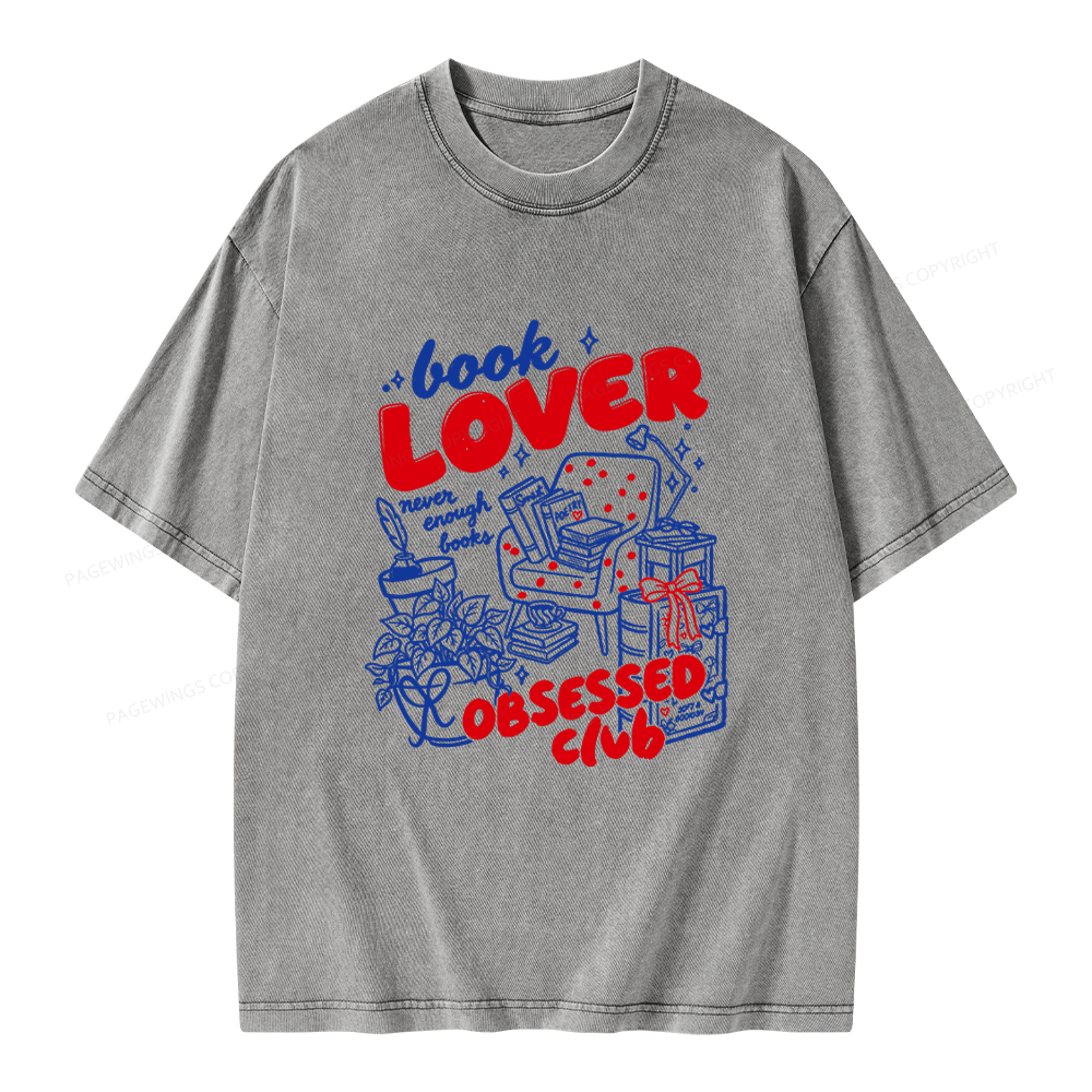 Pagewings Book Lover Obsessed Club Unisex Washed T-shirt