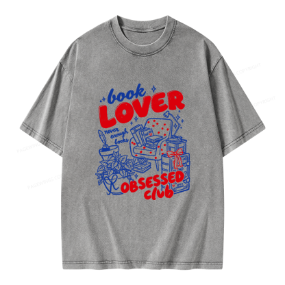 Pagewings Book Lover Obsessed Club Unisex Washed T-shirt