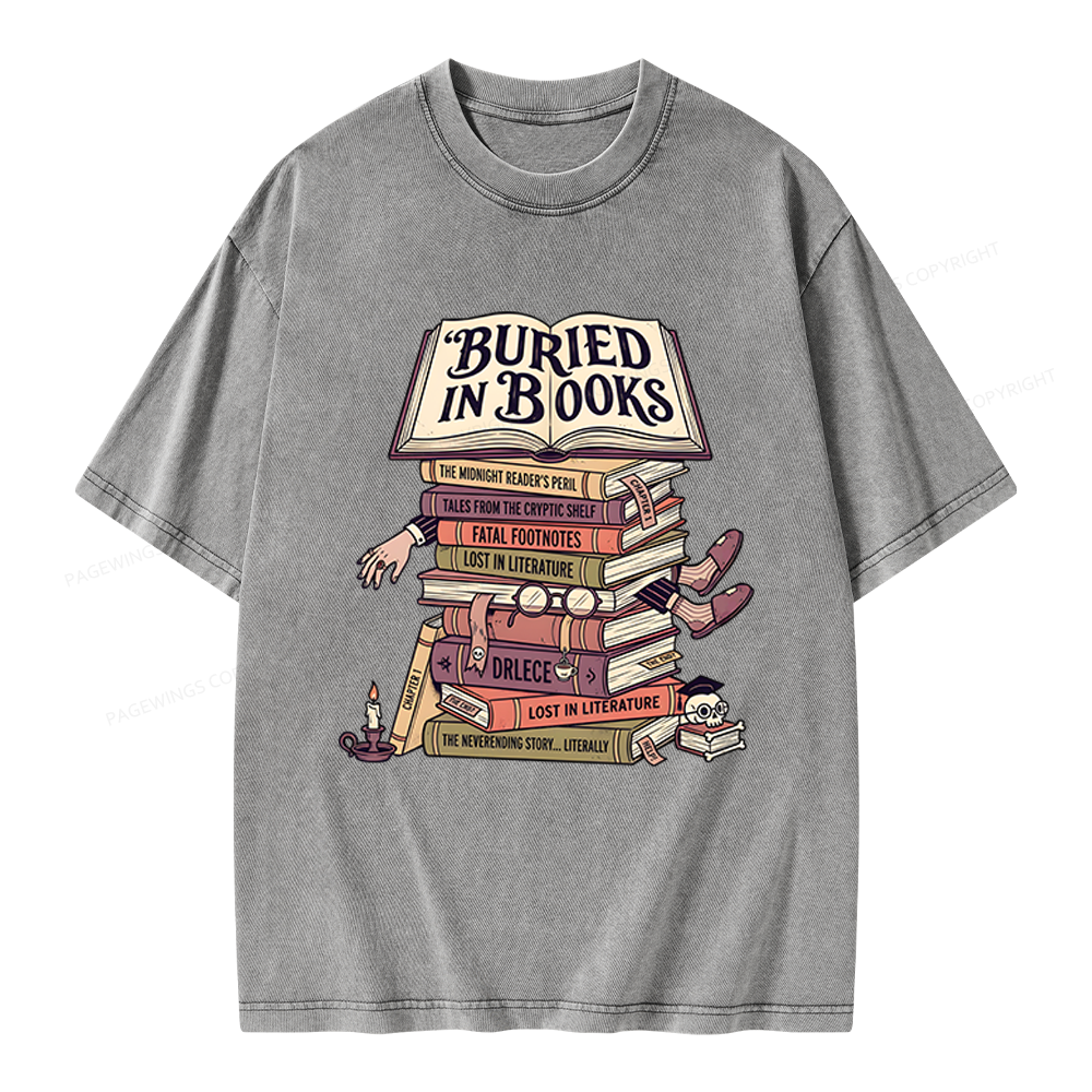 Pagewings Buried In Books Unisex Washed T-shirt
