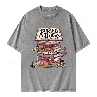 Pagewings Buried In Books Unisex Washed T-shirt