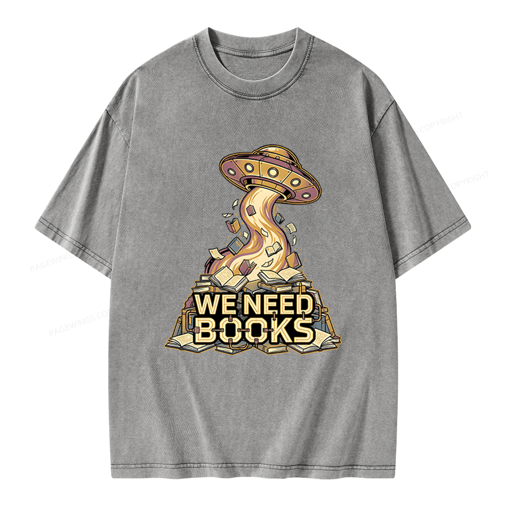 Pagewings We Need Books Unisex Washed T-shirt