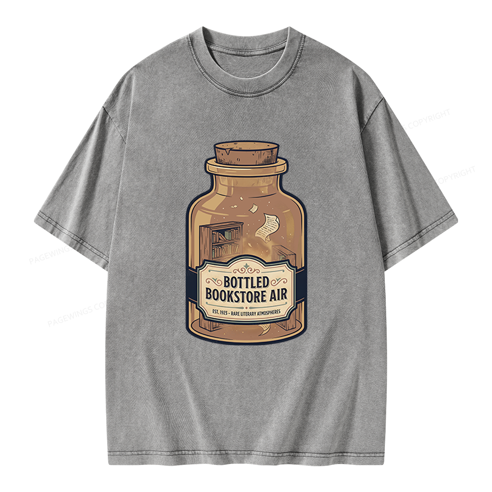 Pagewings Bottled Bookstore Air Unisex Washed T-shirt