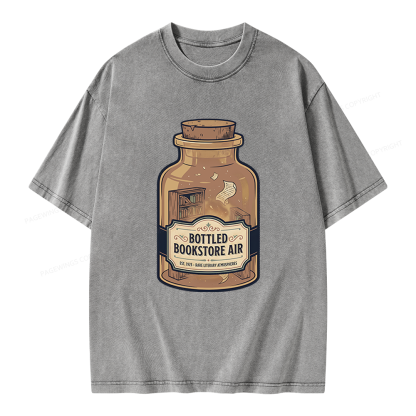 Pagewings Bottled Bookstore Air Unisex Washed T-shirt