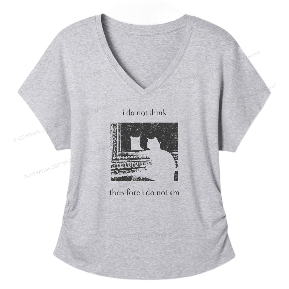 Pagewings I Do Not Think Therefore I Do Not Am Soft Women's Modal V-neck T-shirt  