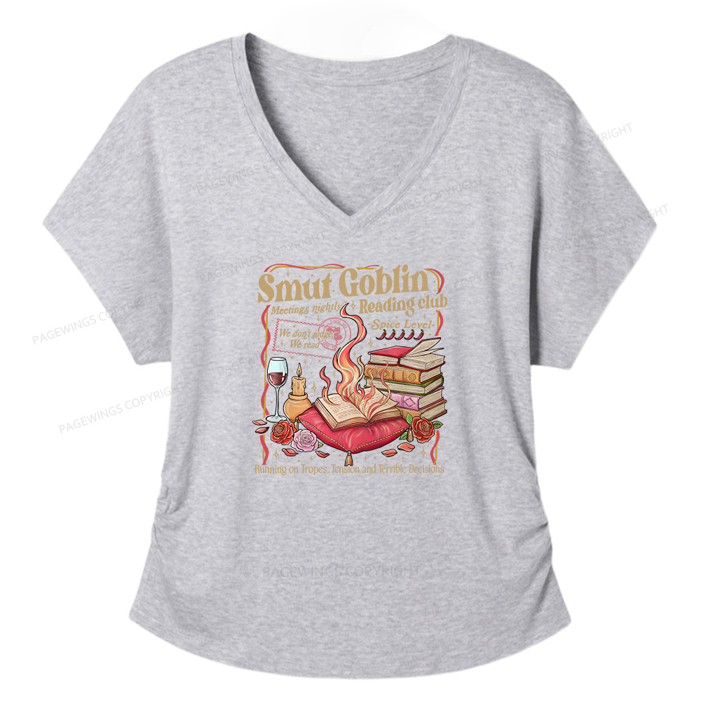 Pagewings Smut Goblin Dark Romance Soft Women's Modal V-neck T-shirt  