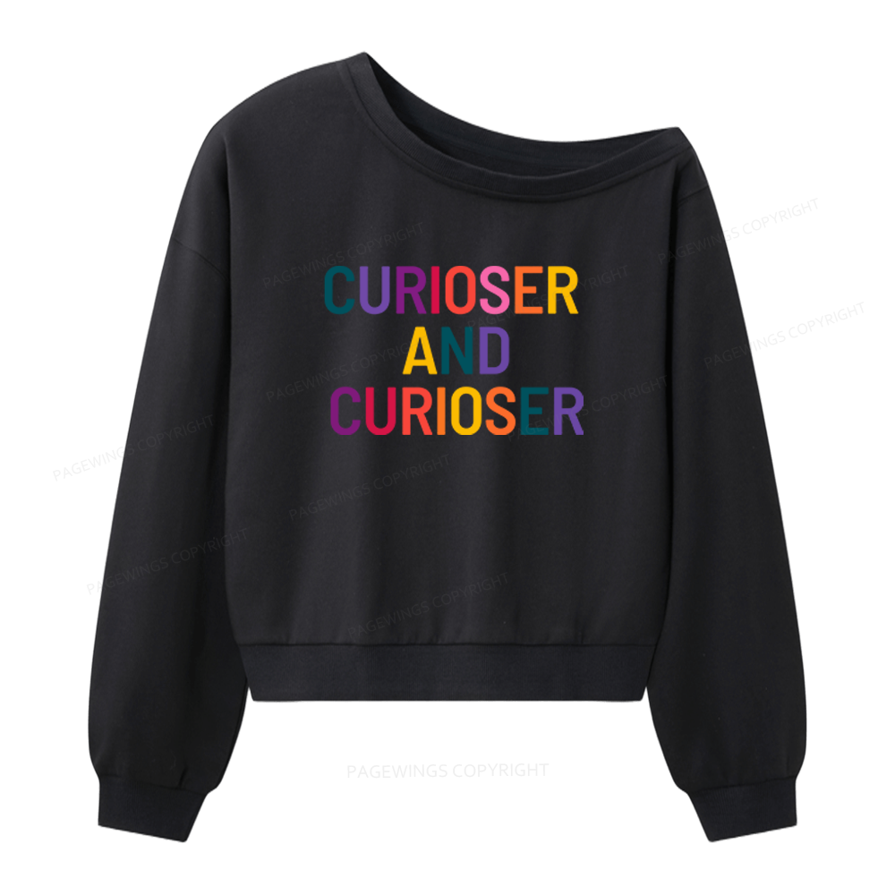 Pagewings Curioser Women Off Shoulder Sweatshirt