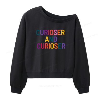 Pagewings Curioser Women Off Shoulder Sweatshirt
