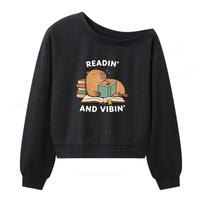 Pagewings Readin' And Vibin' Women Off Shoulder Sweatshirt