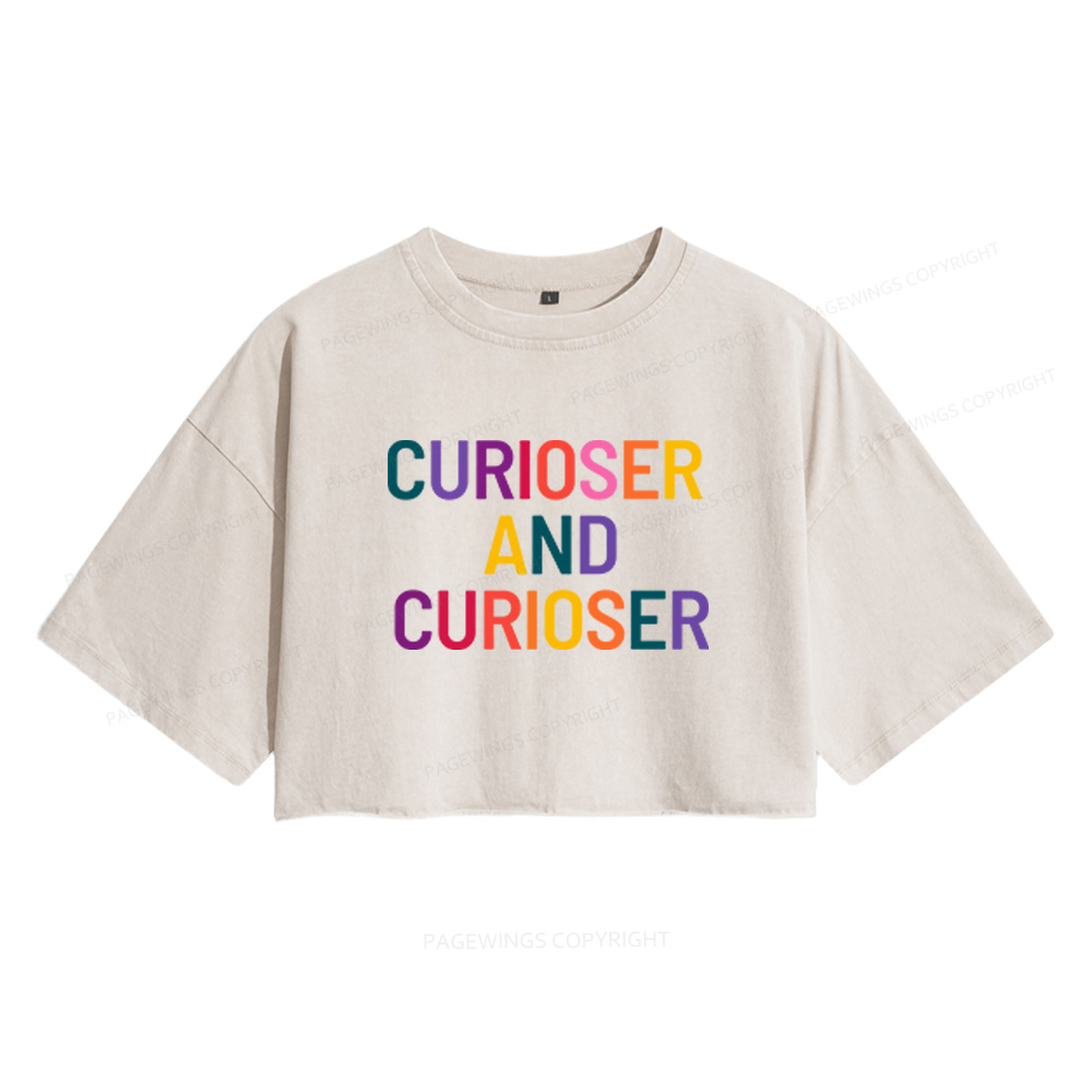 Pagewings Curioser Women's Washed Cropped T-shirt