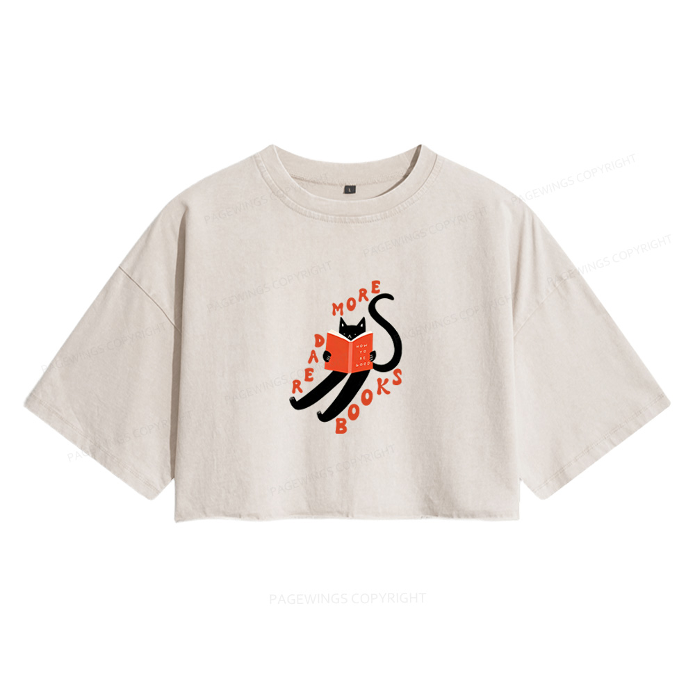 Pagewings Read More Books Women's Washed Cropped T-shirt