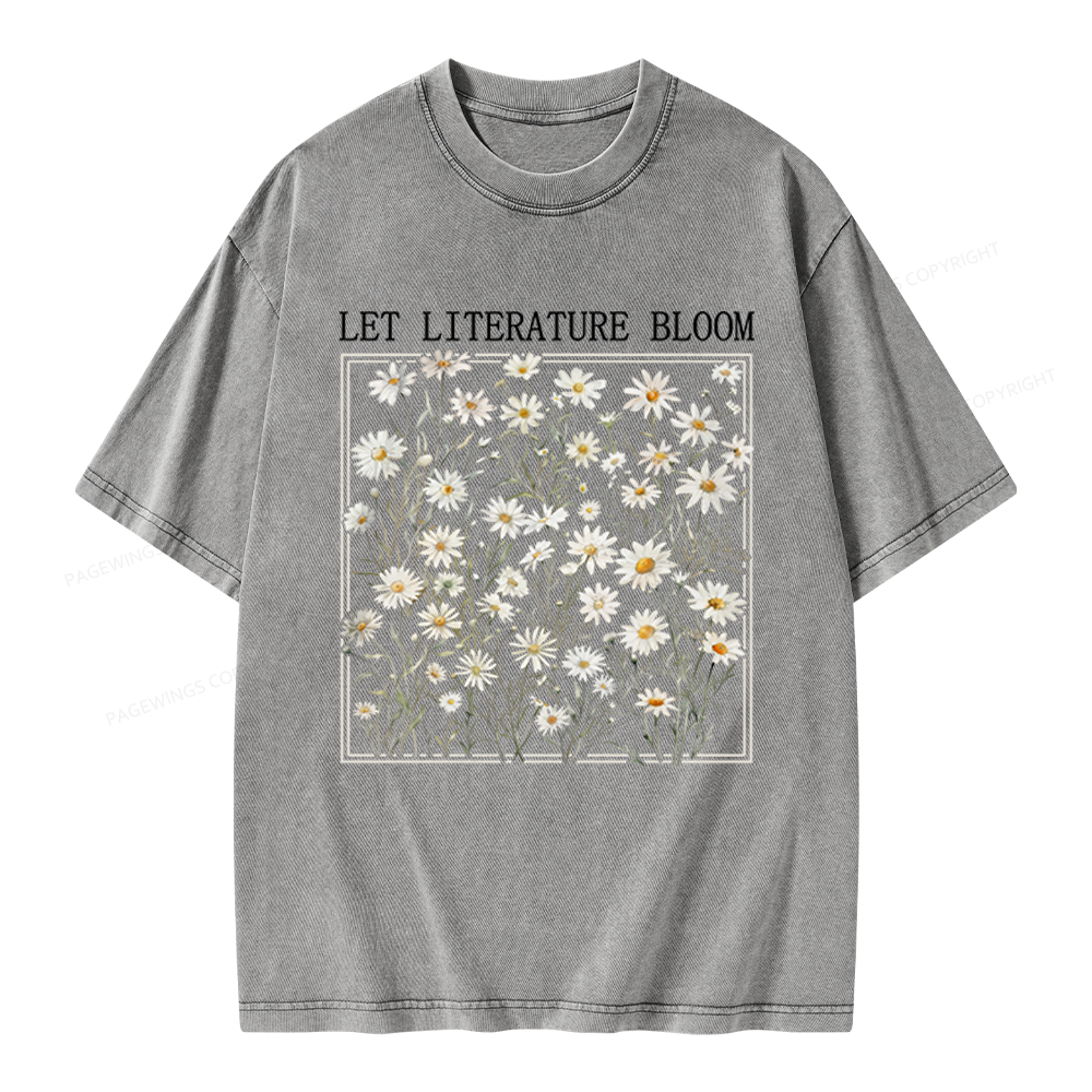 Pagewings Let Literature Bloom Unisex Washed T-shirt