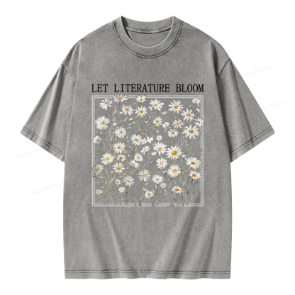 Pagewings Let Literature Bloom Unisex Washed T-shirt