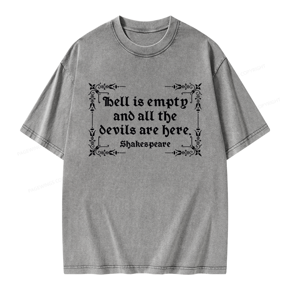 Pagewings Hell Is Empty Unisex Washed T-shirt