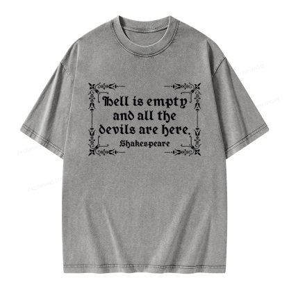 Pagewings Hell Is Empty Unisex Washed T-shirt