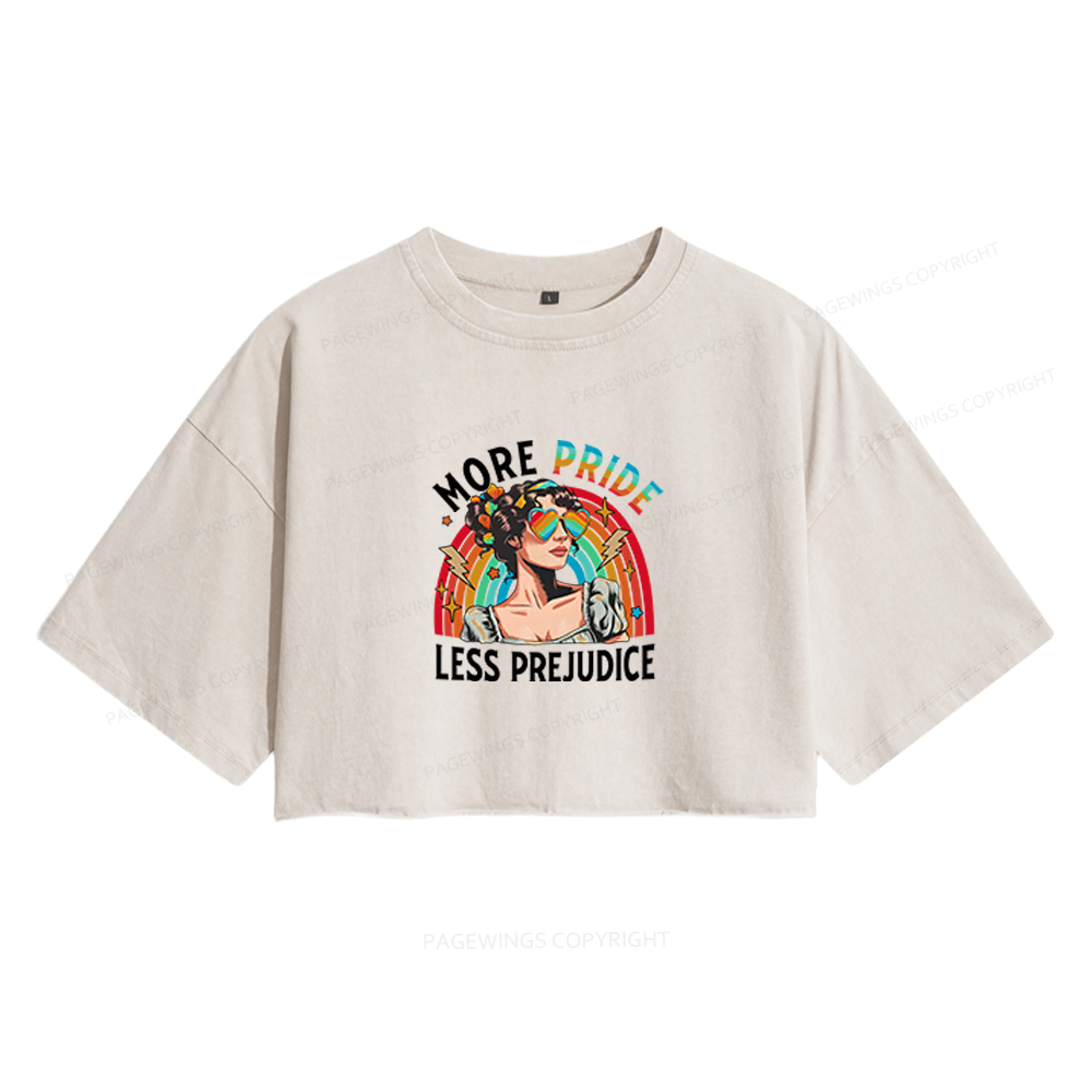 Pagewings More Pride Less Prejudice Women's Washed Cropped T-shirt