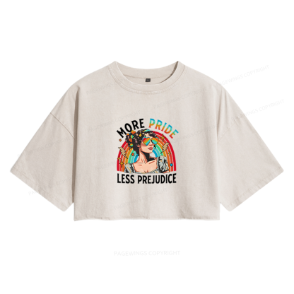 Pagewings More Pride Less Prejudice Women's Washed Cropped T-shirt
