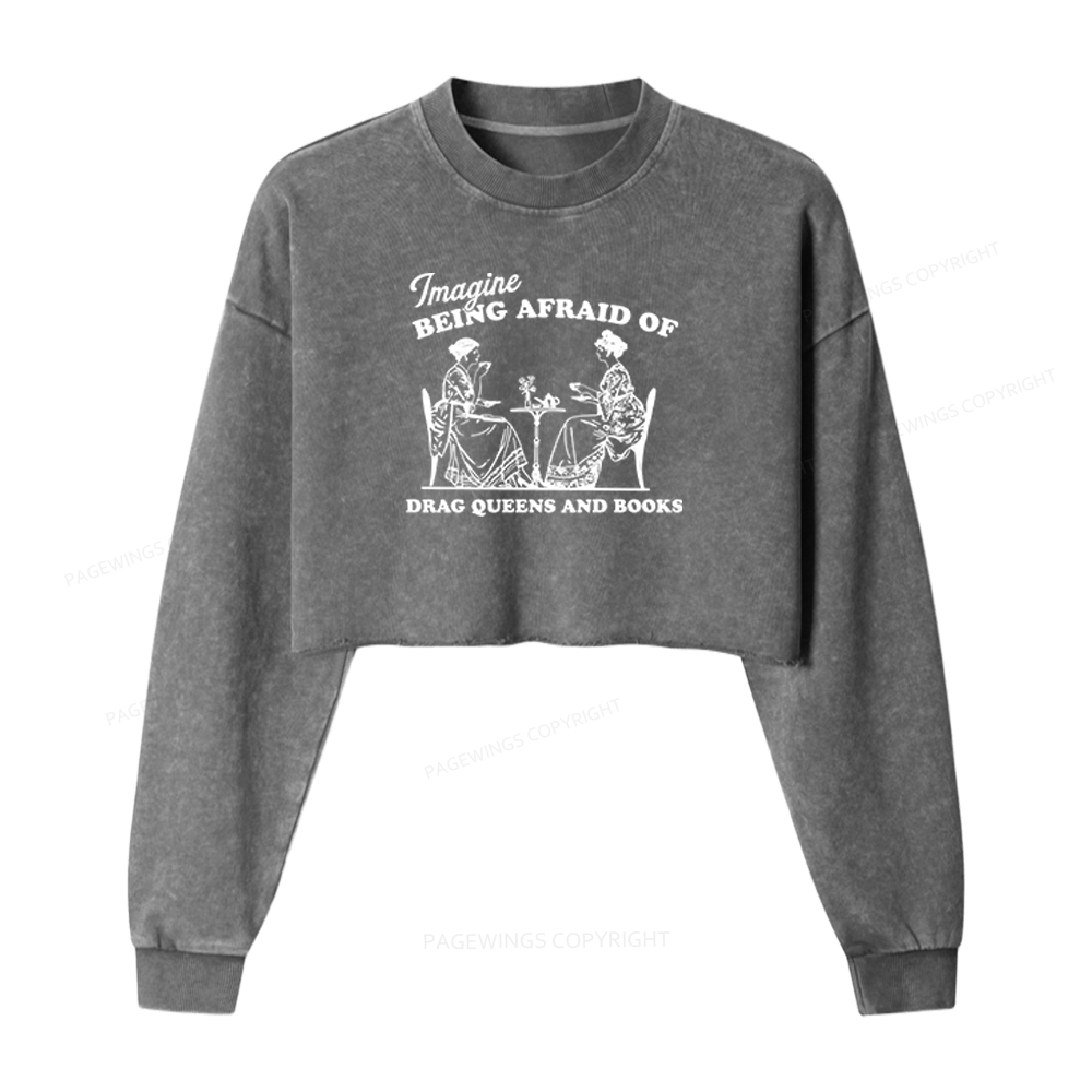 Pagewings Drag Queens Washed Crop Sweatshirt