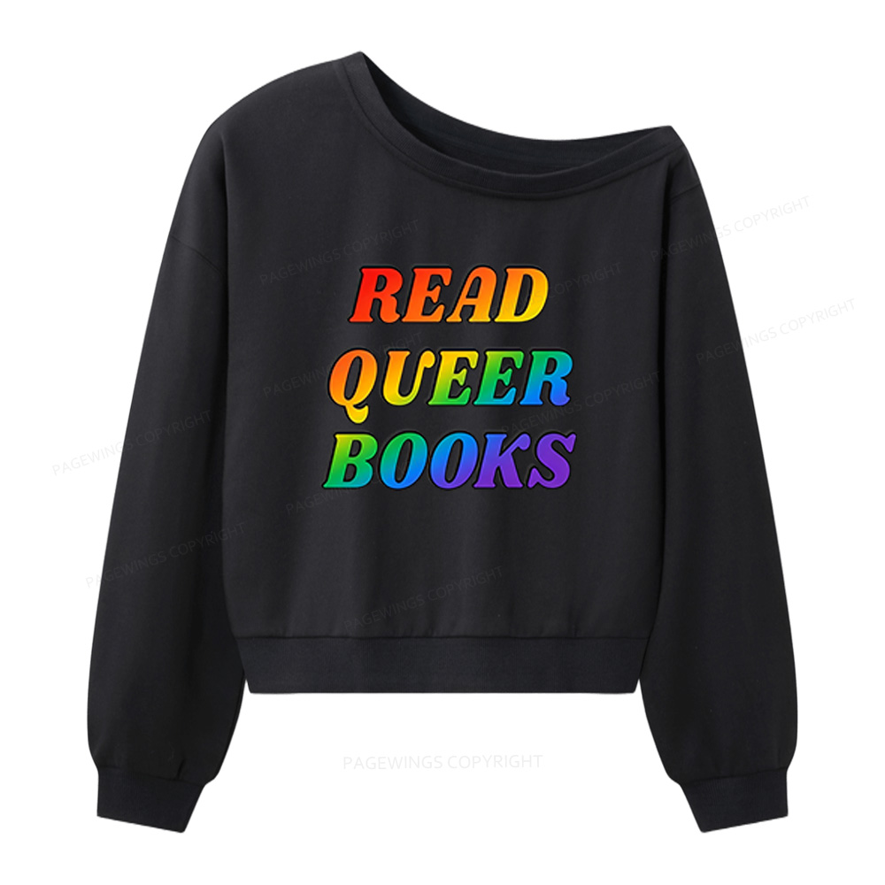 Pagewings Queer Books Women Off Shoulder Sweatshirt