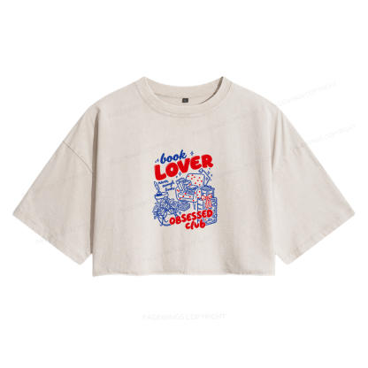 Pagewings Book Lover Obsessed Club Women's Washed Cropped T-shirt